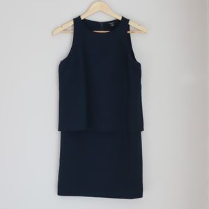 Ann Taylor Sleeveless Shift Layered Dress Navy 2 Petite